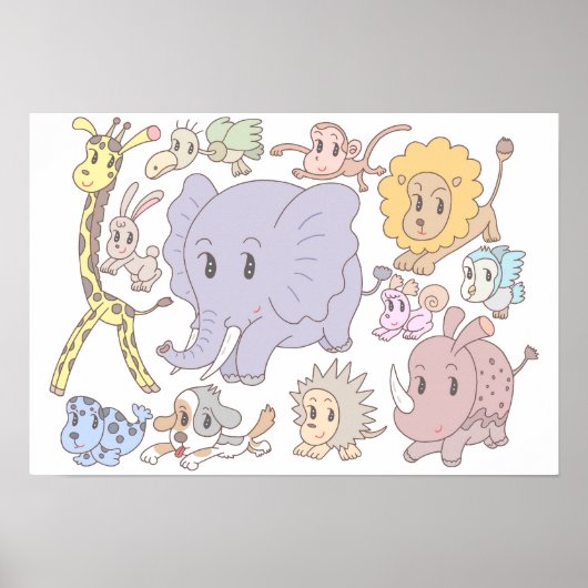 Poster Plein d'énergie ! Douze animaux joyeux. (Devant)