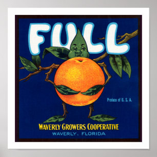 Poster Plein étiquette d'oranges de marque