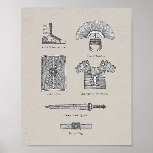 Poster Pleine armure de Dieu - Éphésiens 6:13-17 Verse de (Devant)