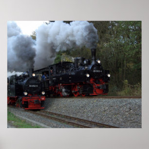Poster Pleine copie de train de vapeur en avant