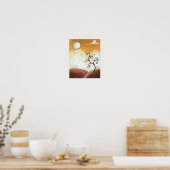 Poster Pleine lune Au coucher Du Soleil (Cuisine)