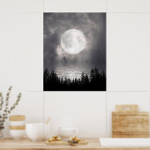 Poster Pleine lune Au-Dessus Du Lac (Cuisine)