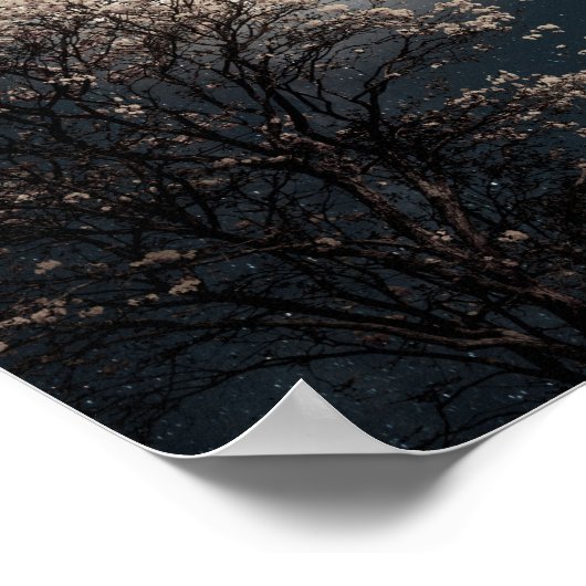 Poster Pleine lune avec Arbre en fleurs (Coin)