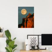 Poster Pleine lune | Basalt Cliffs Smith Rock State Park (Bureau à domicile)