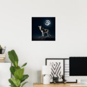 Poster Pleine lune brillant sur le loup (Bureau à domicile)
