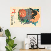 Poster Pleine lune de chat noir Jack O' Lantern (Bureau à domicile)