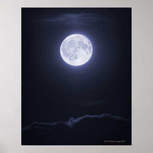 Poster Pleine lune de couverture nuageuse (Devant)