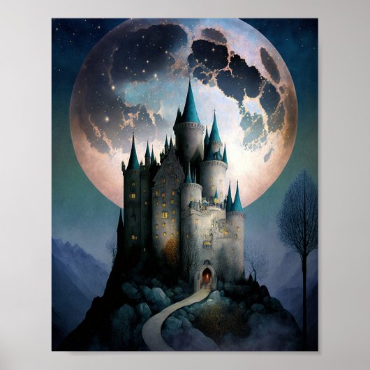 Poster Pleine lune du château d'Imaginaire magique (Devant)