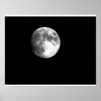 Poster Pleine lune en noir et blanc