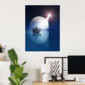 Poster Pleine lune et étoile sur navire (Bureau à domicile)