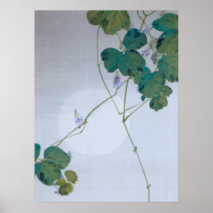 Poster Pleine lune et fleur Kudzu, Watanabe Seitei