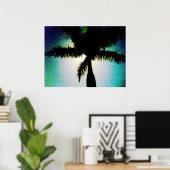 Poster Pleine lune et palmier (Bureau à domicile)