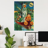 Poster Pleine lune Ghost Jack-o'-lantern Owl (Bureau à domicile)