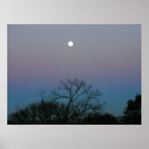 Poster Pleine lune lever de soleil