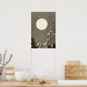 Poster Pleine lune noire blanche Cherry Blossom Art (Cuisine)