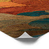Poster Pleine Lune Océan Vagues – Plage Côtière Abstraite (Coin)