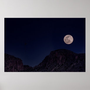 POSTER PLEINE LUNE SUR LA MONTAGNE