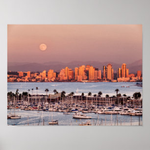 Poster Pleine lune sur San Diego