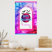 Poster Pleine lune Web moderne Bats Spider Happy Hallowee (Cuisine)