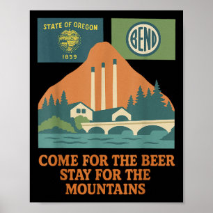 Poster Plier Oregon Montagnes Rétro-vintages & Bière