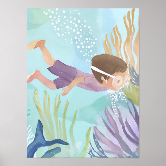 Poster Plongée dans le récif corallien (Devant)
