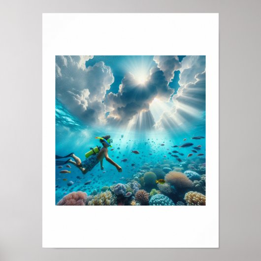 Poster Plongée en apnée dans un beau récif (Devant)