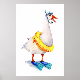 Poster Plongée en apnée Oie Blanche