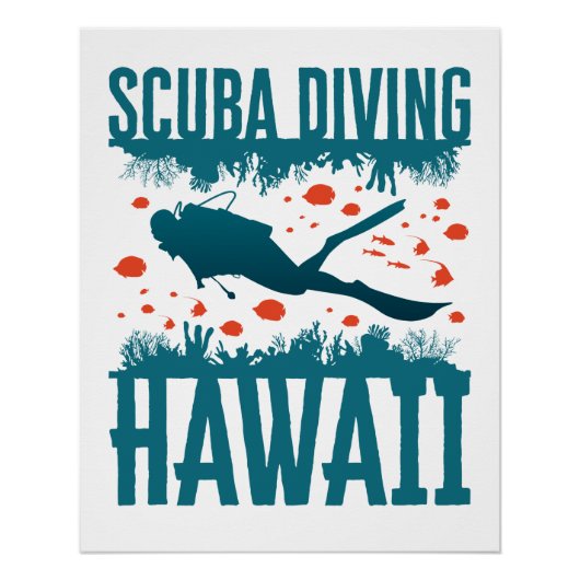 Poster Plongée en apnée souvenir Hawaï (Devant)