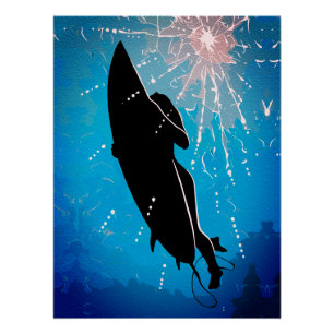 Poster Plongée profonde – Le voyage sous-marin du surfeur