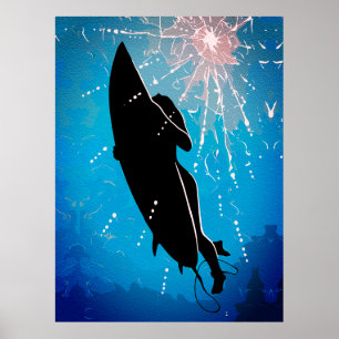 Poster Plongée profonde – Le voyage sous-marin du surfeur