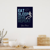 Poster Plongée Scuba Manger Sleep Dive Répéter en disant (Cuisine)