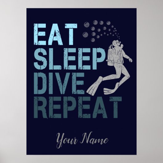 Poster Plongée Scuba Manger Sleep Dive Répéter en disant (Devant)