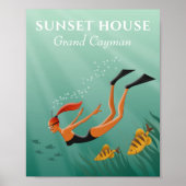 Poster Plongée Snorkeling Girl Poisson Sous-Mer rayons So (Devant)