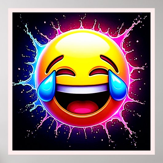 Poster Plongeon de Joie : Art Emoji Rieur (Devant)