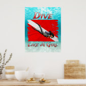 Poster Plonger comme une fille SCUBA (Cuisine)