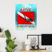 Poster Plonger comme une fille SCUBA (Bureau à domicile)