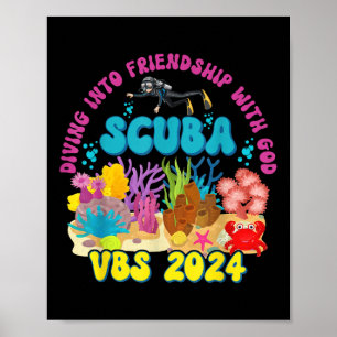 Poster Plonger Dans L'Amitié Avec Dieu Plage Plage Scuba 