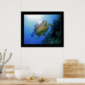 Poster Plongeur et tortue au Belize (Cuisine)