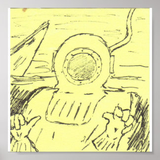 Poster Plongeur marin profond