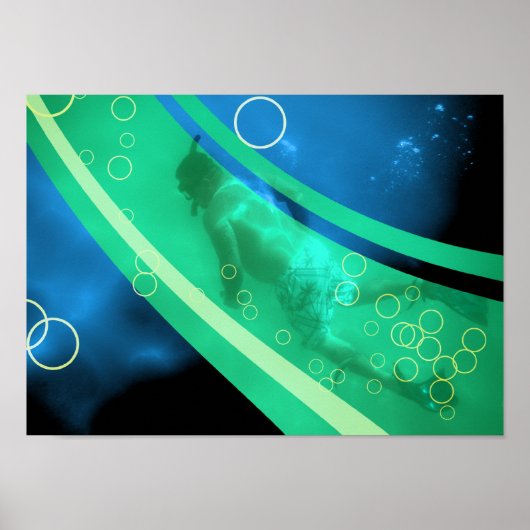 Poster plongeur rétro (Devant)