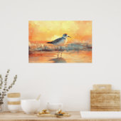 Poster Plover Standing in Ocean Waves During Sunset (Cuisine)