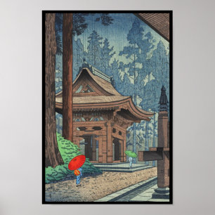 Poster Pluie au temple Enryakuji Asano Takeji shin hanga