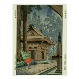 Poster Pluie au temple Enryakuji Shin Hanga Print