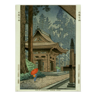 Poster Pluie au temple Enryakuji Shin Hanga Print