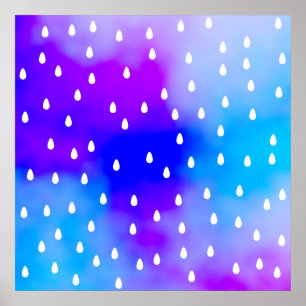 Poster Pluie avec le ciel nuageux bleu et pourpre