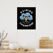 Poster Pluie Champ Funny Météo Pluie Nuage Cloud Pun Dark (Cuisine)
