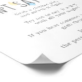 Poster Pluie Cloud Boy Ne pas dire Baby Game Sign (Coin)