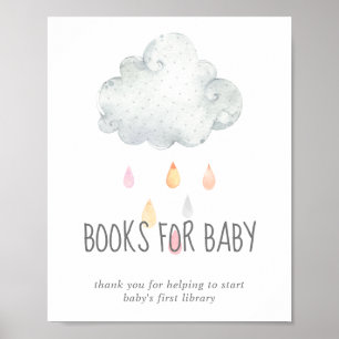 Poster Pluie Cloud Fille Baby shower Livres pour bébé Sig