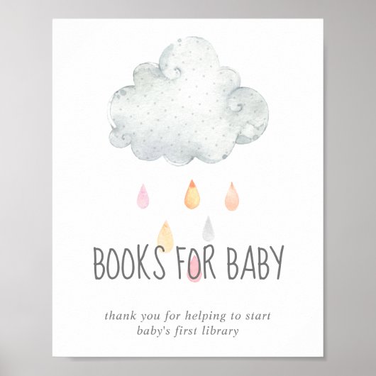 Poster Pluie Cloud Fille Baby shower Livres pour bébé Sig (Devant)