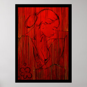 Poster Pluie créole rouge